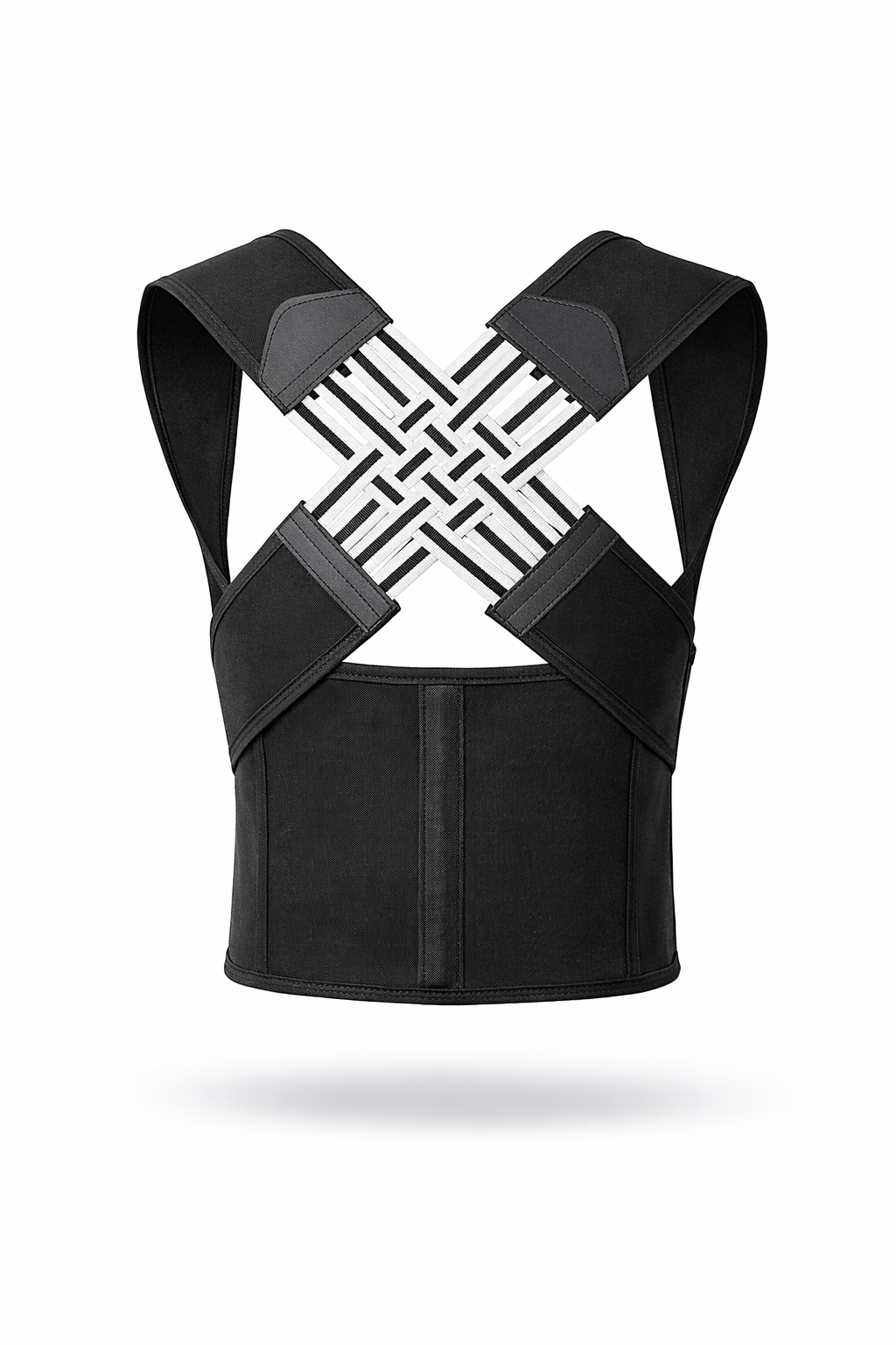 Correcteur de posture Verteo noir seul sur fond blanc vue de dos